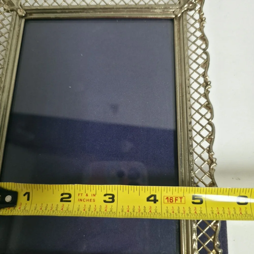Vintage Hollywood Regency Gold Filigree Metal Picture Frame Ornate Lace Lattice